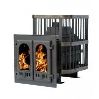 Печь банная чугунная "Сибирь-24" с двухстворчатой каминной дверцей